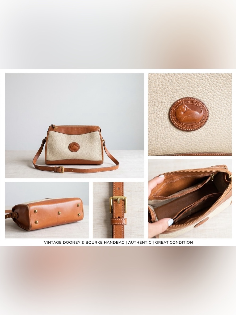 Dooney & Bourke Tan and Cream Crossbody Shoulder Bag
